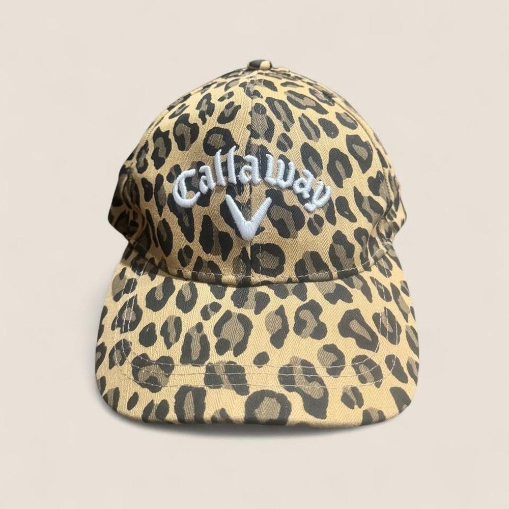Callaway Leopard Print Golf Hat Tan Brown Black Adjustable Baseball Cap Womens